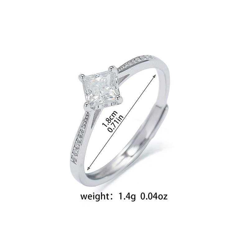 Anello S925 Donna Moissanite Moda Diamante Moda Temperamento Principessa Quadrato Anello Argento Sterling Anello Aperto Argento_voghion.com