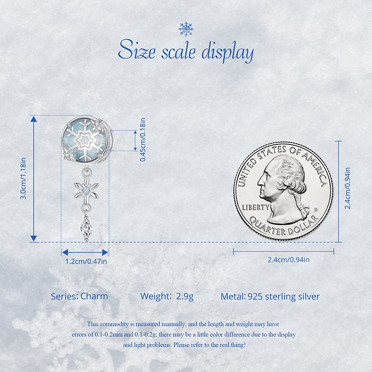 Charm-Anhänger Schneeflocke aus Sterlingsilber mit Kristall, SCC2958_voghion.com