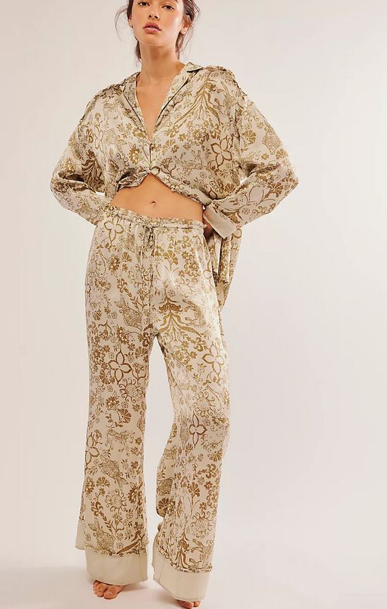 Women's Sleepwears Silk Satin Printed Home Clothes Suit Home Clothes Suit_voghion.com