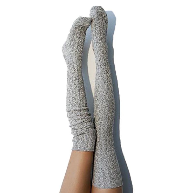 Calcetines de lana Y2K para mujer, de color liso, largos, de punto, por encima de la rodilla, otoño e invierno, gran oferta, 2025d_voghion.com