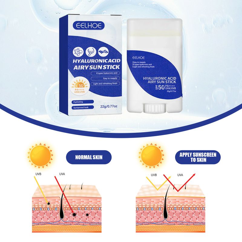 Az EELHOE hialuronsav rúd könnyű, friss, hidratáló, szigetelő, vízálló, SPF50+UV védelem_voghion.com