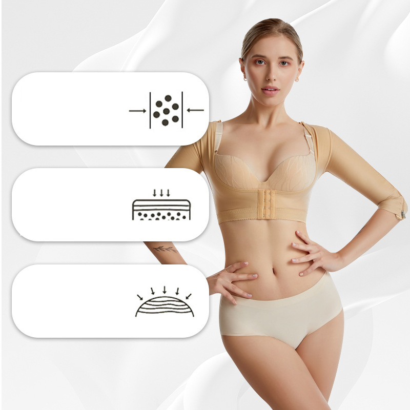 Women's clothing Slender arms, gathered breasts, chest support, arm zipper design, bundled shapewear_voghion.com
