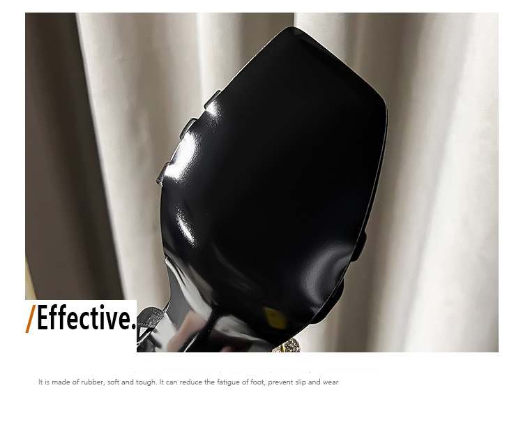 Damenschuhe Strass-Sandalen Metall-Blumenschnalle High Heels Quadratische Zehenpartie Elegante High Heel-Sandalen_voghion.com