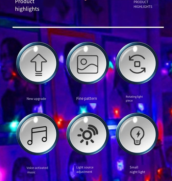 Weihnachtsbeleuchtung Mini rotierendes buntes Licht LED Kristall magische Kugel sprachgesteuertes Licht KTV Laserlicht Home Bar Laser-Blitzlicht_voghion.com