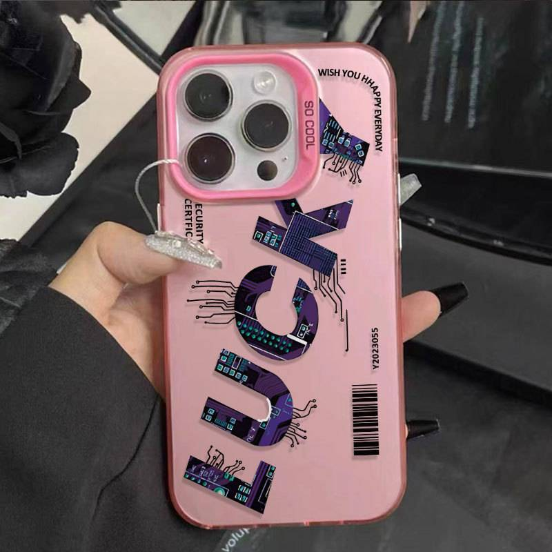 Applicable To Mobile Phone Case Simple English Phone14Promax Mobile Phone Case Suitable For 13/12/15 Blu-ray Tide Protective Cover_voghion.com