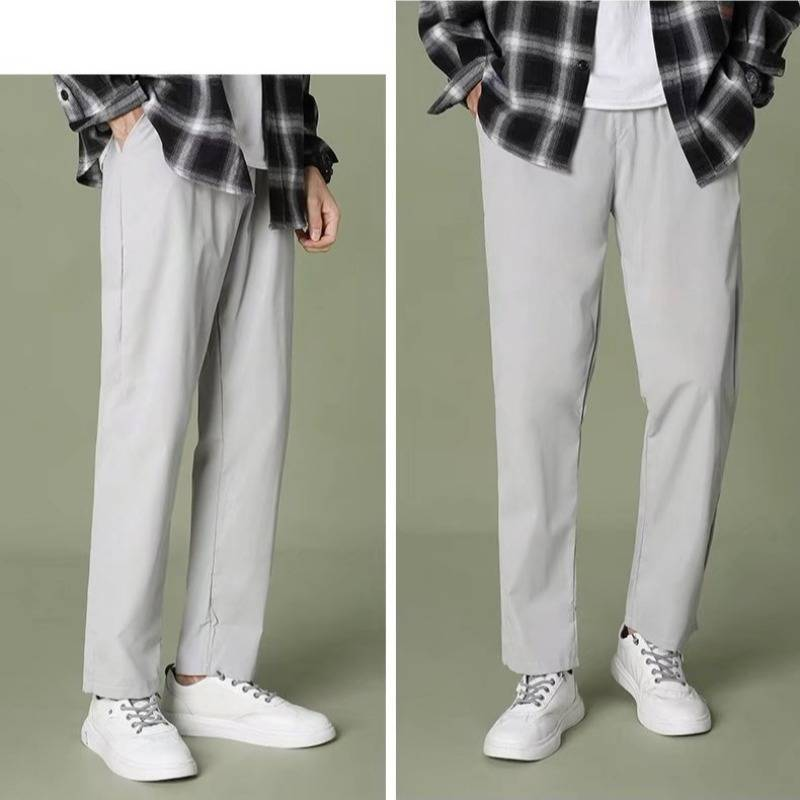 Men's Clothing Men's Casual Pants Spring and Summer Loose Trendy All Match Elastic Straight Nine Point Casual Pants Overalls_voghion.com