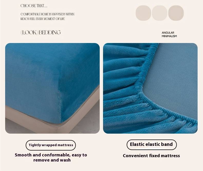 Lenzuolo con angoli in pile color latte - Gonna invernale in tinta unita con bordi elastici per letto matrimoniale/king size - Copripiumino morbido e caldo in stile taiwanese_voghion.com