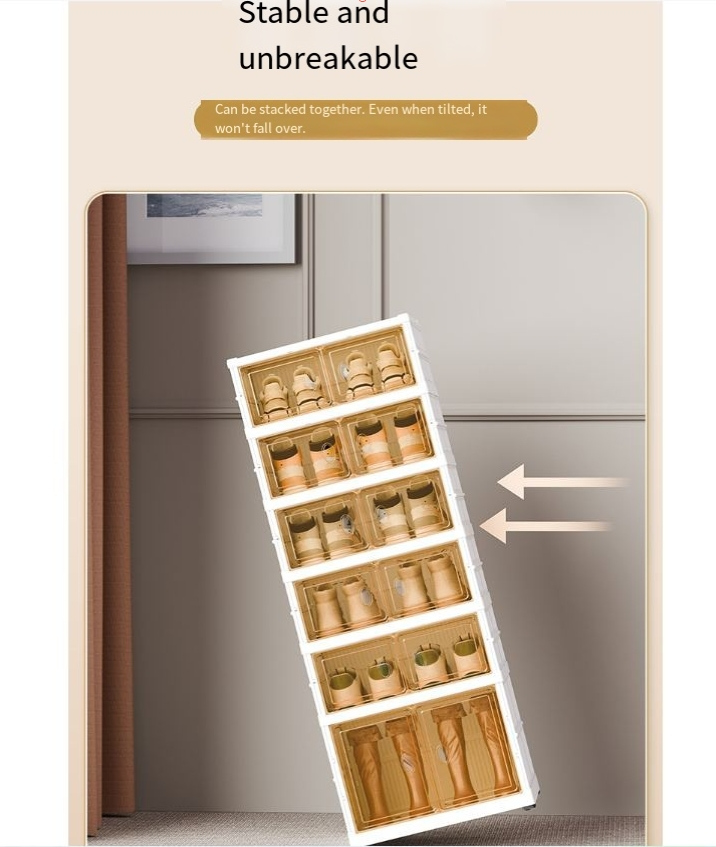 Dubbele rij transparante installatie gratis schoenenkast huishoudelijke opvouwbare opbergdoos schoenenopbergdoos meerlaags schoenenrek_voghion.com