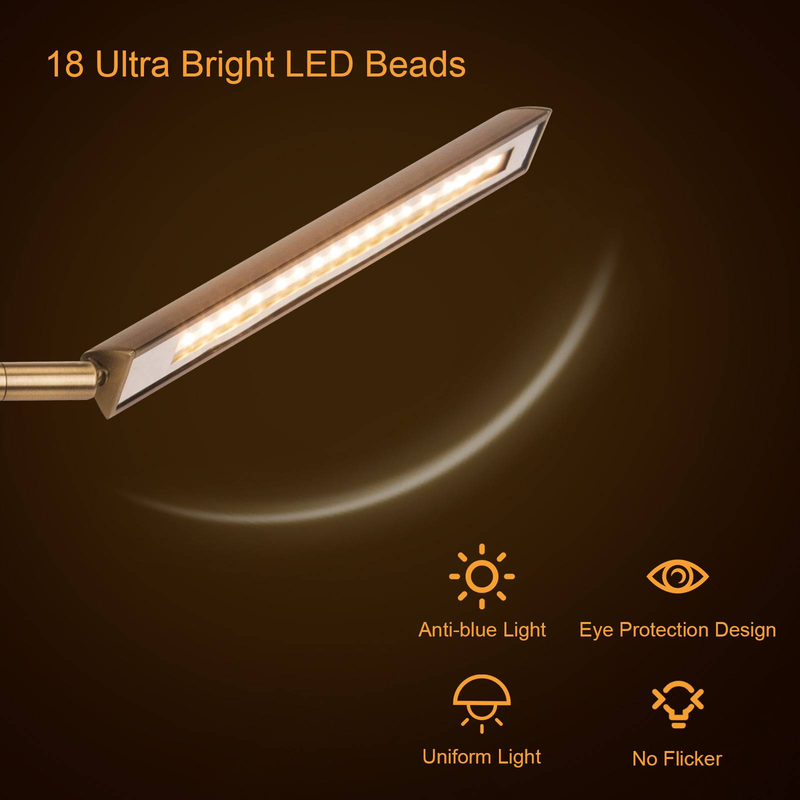 Dimmbare LED Schreibtischlampe Mit Metallarm & Marmorfuß - Dimmbar, 3 Farbtemperaturen, Augenschonend, Bürolampe, Leselampe, Homeoffice_voghion.com