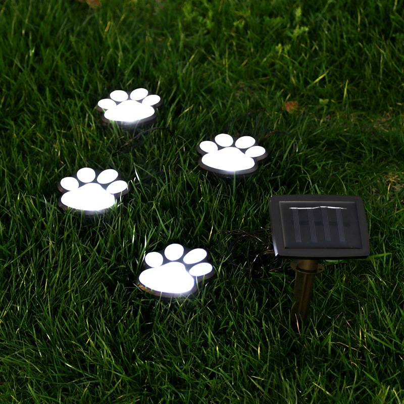 Lampy ogrodowe LED zasilane energią słoneczną w kształcie psich łap, 4 sztuki wodoodpornej dekoracji trawnika, oświetlenie ścieżek na patio, podwórka, chodnika_voghion.com