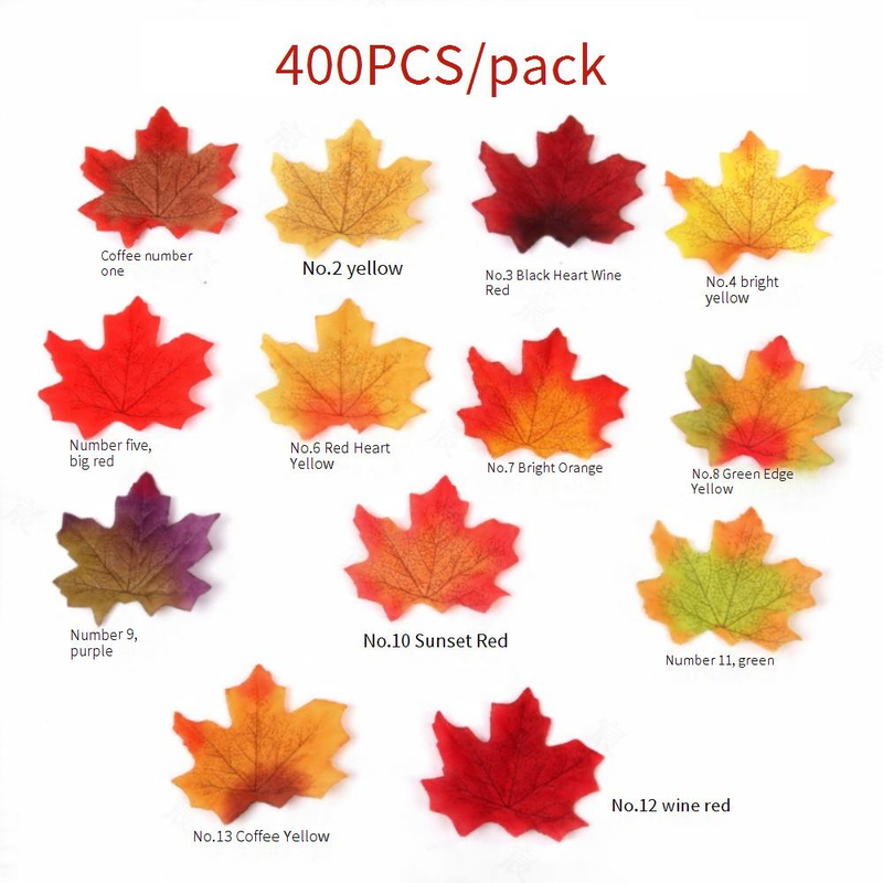 8 cm Gerçekçi Yapay Akçaağaç Yaprakları - Karışık Renkler (Paket Başına 100/200/300/400 Yaprak)_voghion.com