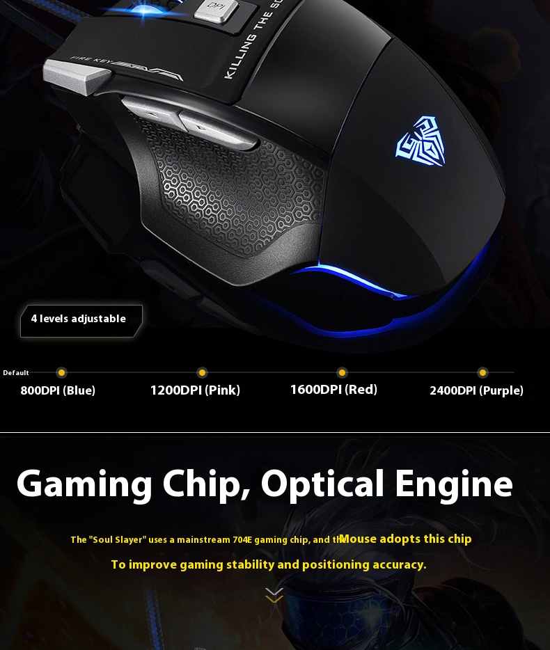 S12 Kabelgebundene Gaming-Maus – 2000 DPI, 6 Tasten, 4-Wege-Scrollrad, ergonomisches Design für PC-Gamer (Schwarz/Weiß)_voghion.com