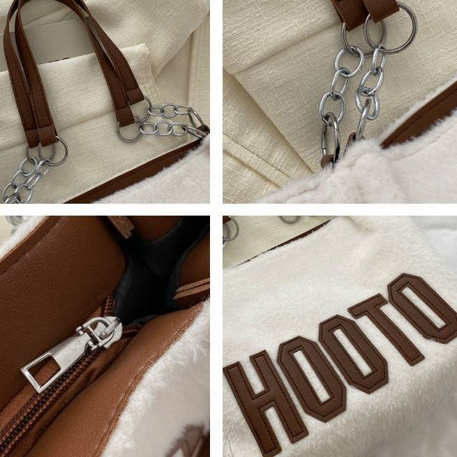 Weiche Samt-Tragetasche für Damen – modische Umhängetasche mit großem Fassungsvermögen und stilvollem Buchstabendruck, perfekt für Arbeit und Reisen_voghion.com