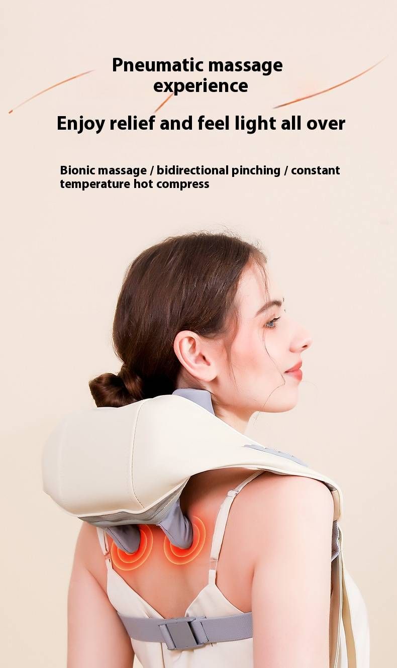 Rechargeable Neck And Shoulder Massager With Heat Therapy - 6 Massage Nodes, 3 Speed Levels, Handheld & Portable For Home & Office Use_voghion.com