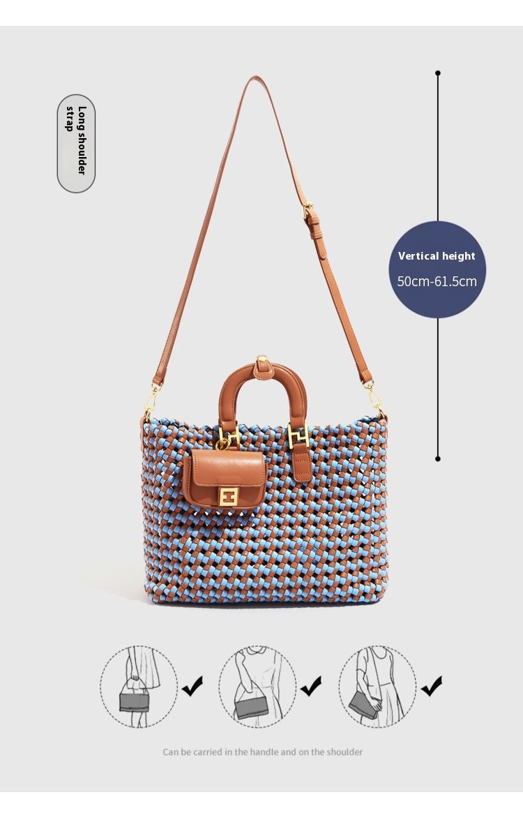 Håndvesker til kvinner, nye sommervevde handlevesker, enkle, uformelle skuldervesker, fasjonable og allsidige mor-og-barn-vesker, myntvesker._voghion.com