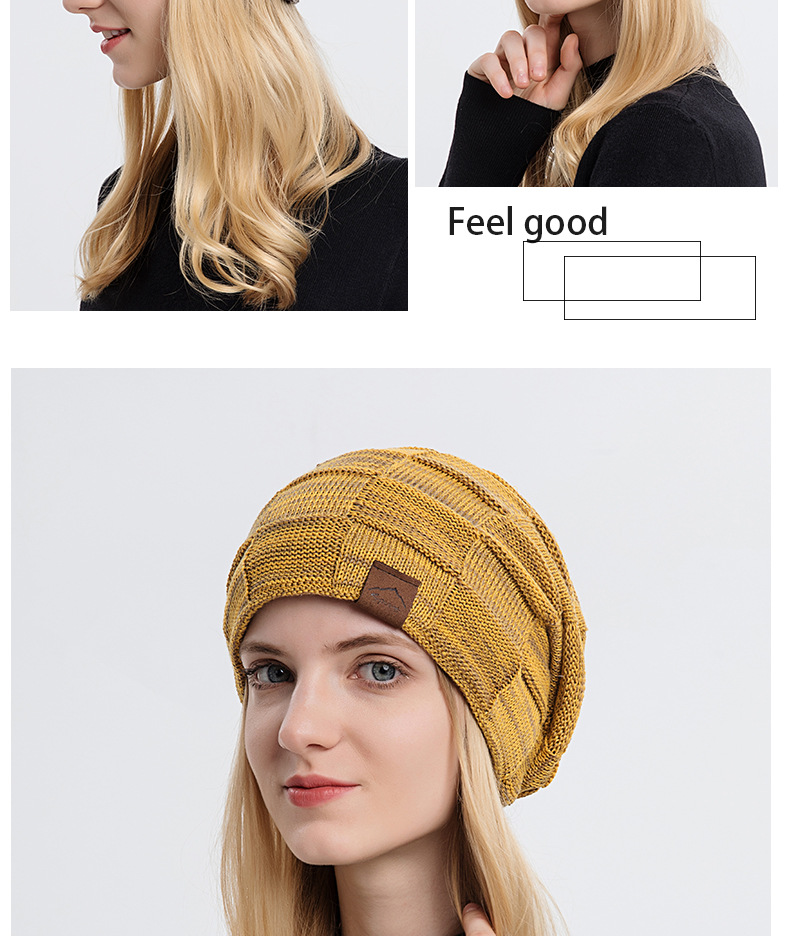 9875 Autumn/Winter Plush Mixed Color Versatile Woolen Knitted for Warm Fashion Pullover Winter Women's Hat_voghion.com