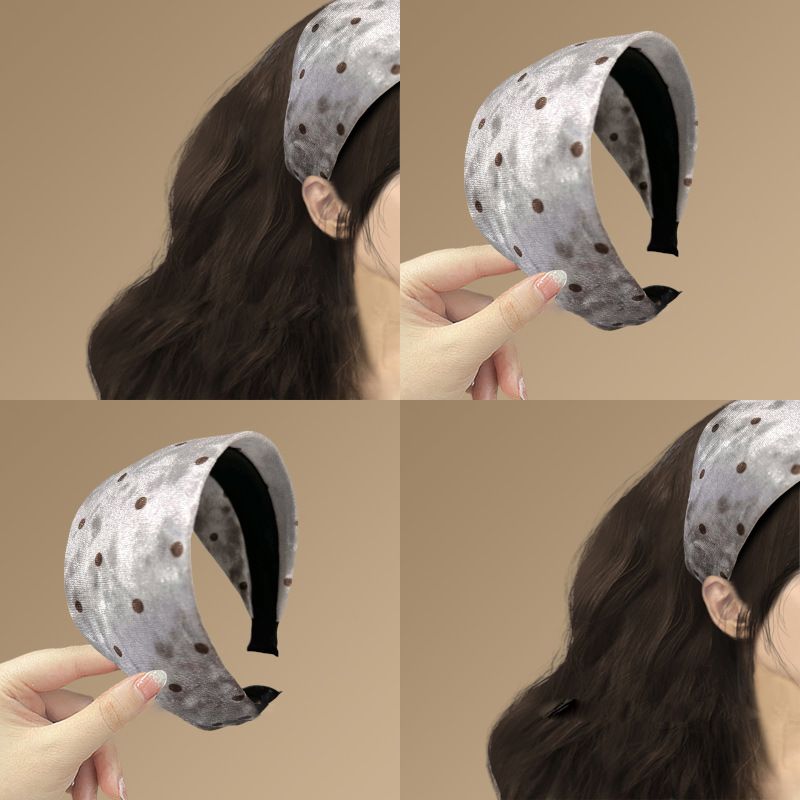 Versione coreana, fascia per capelli ampia, semplice, versatile, alla moda, con pois floccati, personalità, senso di fascia alta, capelli eleganti_voghion.com