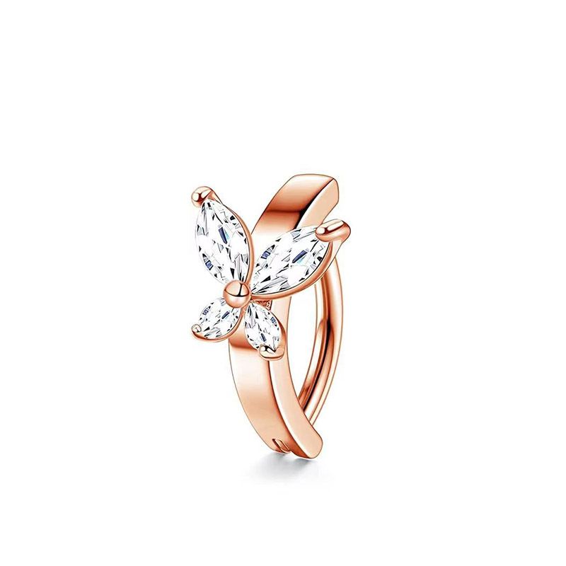 Piercing per ombelico, semplice anello a farfalla in acciaio inossidabile con zirconi, per uomo e donna, in saldo transfrontaliero_voghion.com