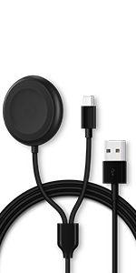 2-in-1 Qi Wireless Charger For Samsung Galaxy Watches (6/5 Pro/5/4/3/Active 2/1) & Phones (S22/S21/S20/S10/Note 20/10/9/8) With 3.9ft USB-C Cable_voghion.com