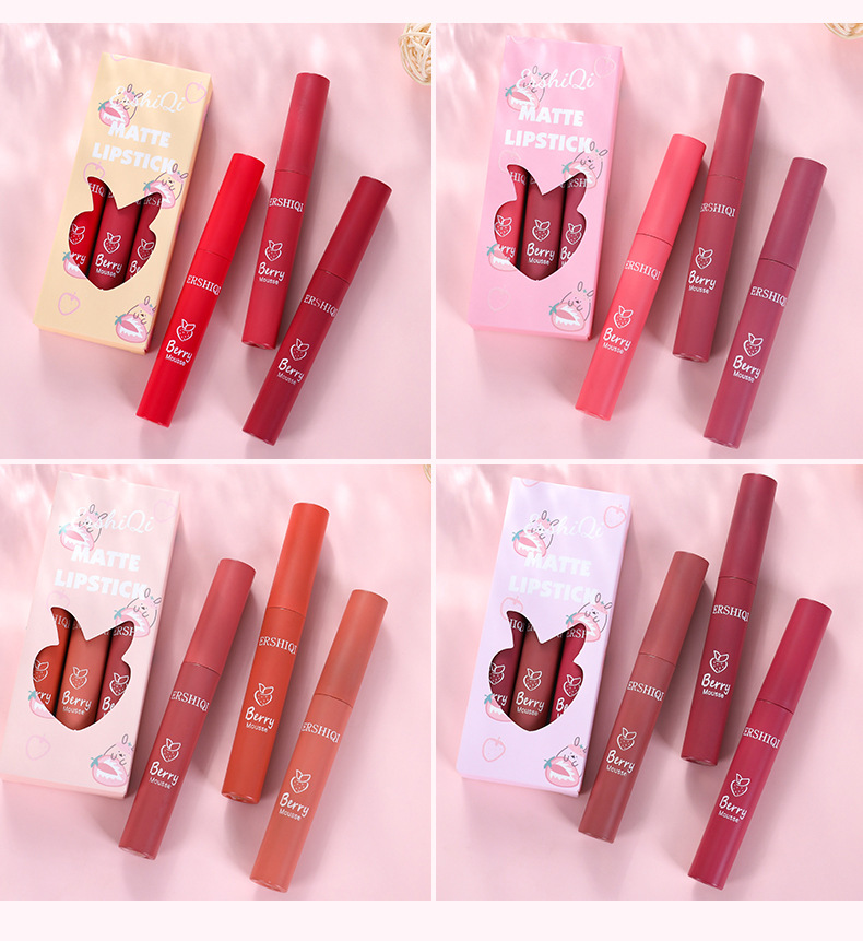 Exklusiver ErshiQi Mist Liquid Lipstick Matt Fading Nicht färbend Cup 3 Einzel-Lipgloss_voghion.com