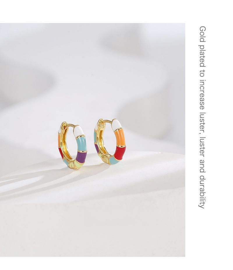 Orecchini a goccia colorati con colla a forma di salvagente dolce e fresco, stile semplice e versatile, fibbia per orecchini in rame_voghion.com