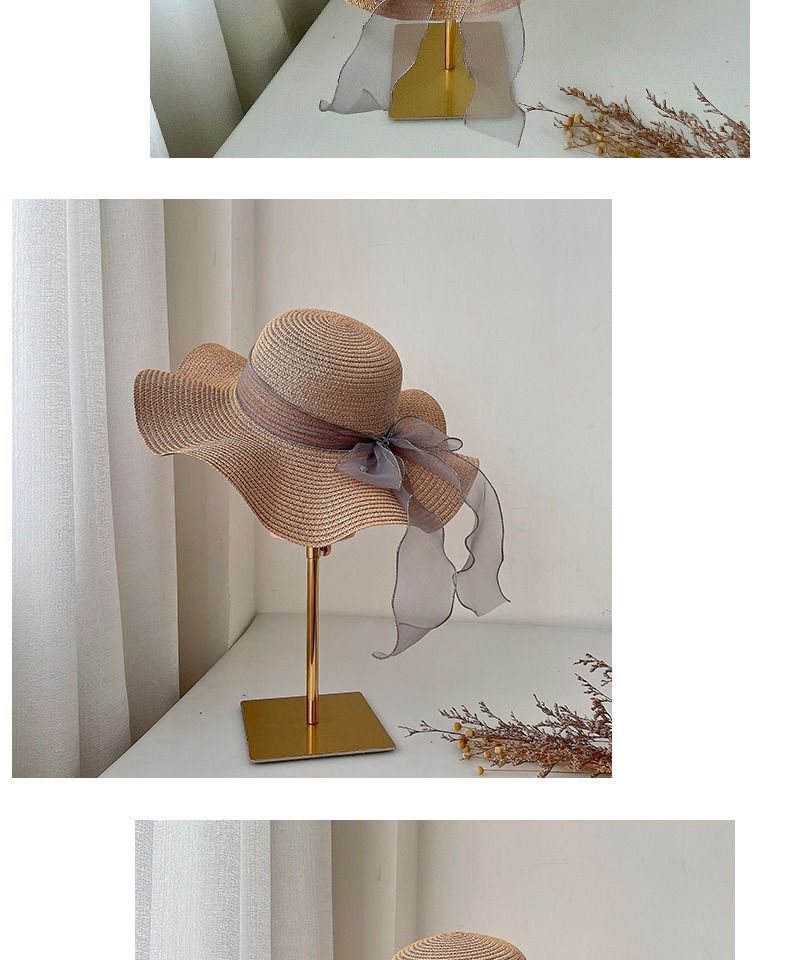 Summer large brimmed straw women's foldable beach UV resistant hat, sun protection hat_voghion.com
