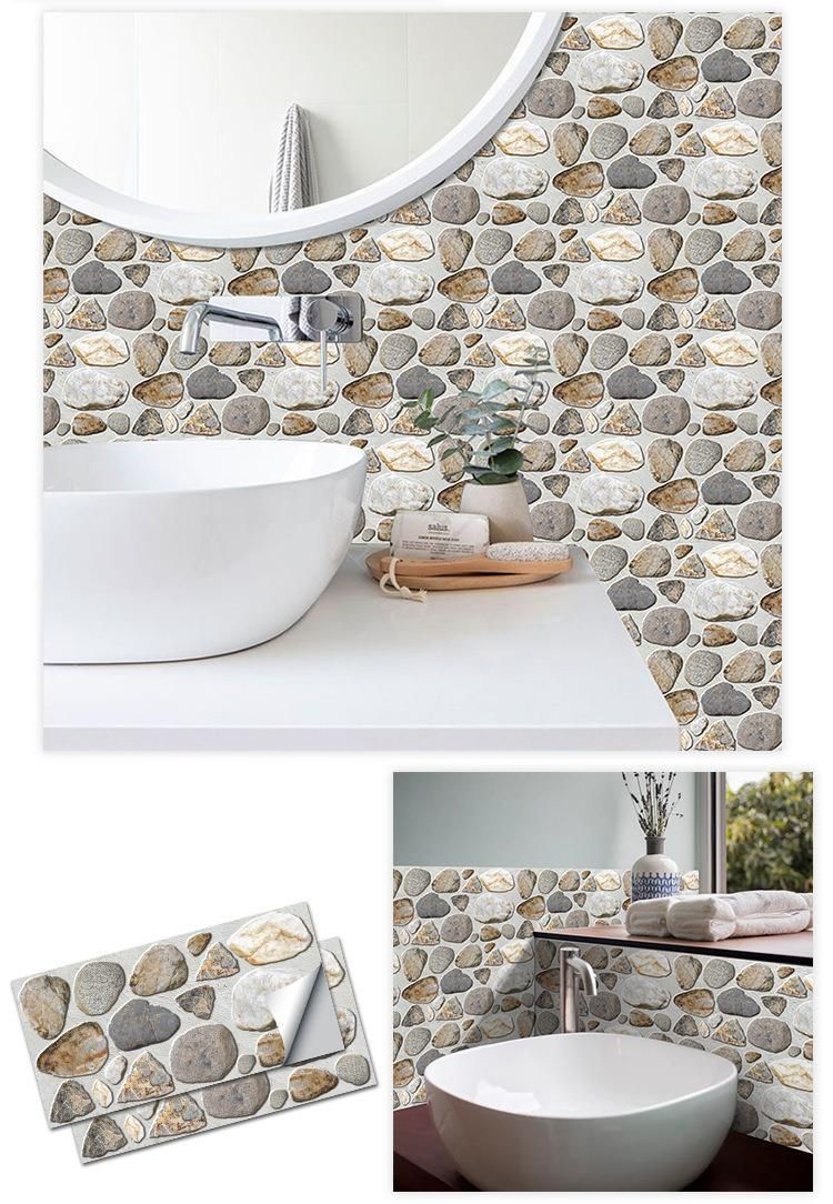 Meiji Morandi Color Wallpaper Cobblestone Texture Kitchen Bathroom Waterproof Oilproof Wall And Floor Dual-use Tile_voghion.com