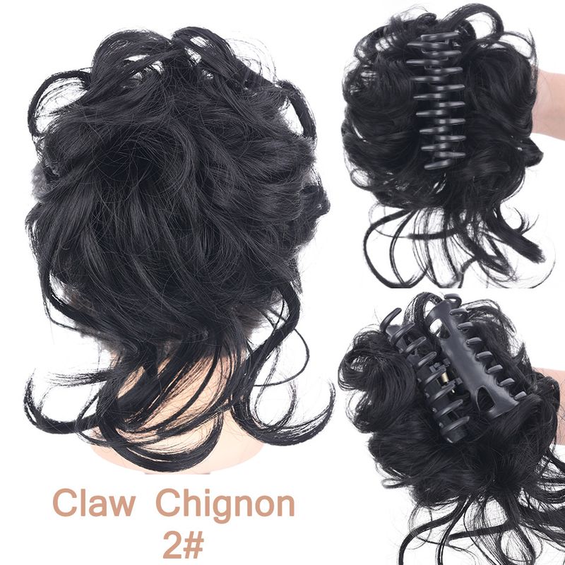 Faixa de cabelo com presilha Coque preguiçoso de cabelo longo e bagunçado 25cm55g coque com presilha_voghion.com