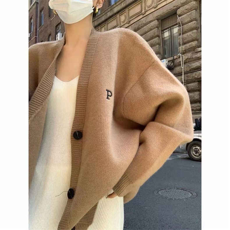 Cardigan largo da donna in maglia – Maglione oversize in stile britannico per abbigliamento autunnale da donna_voghion.com