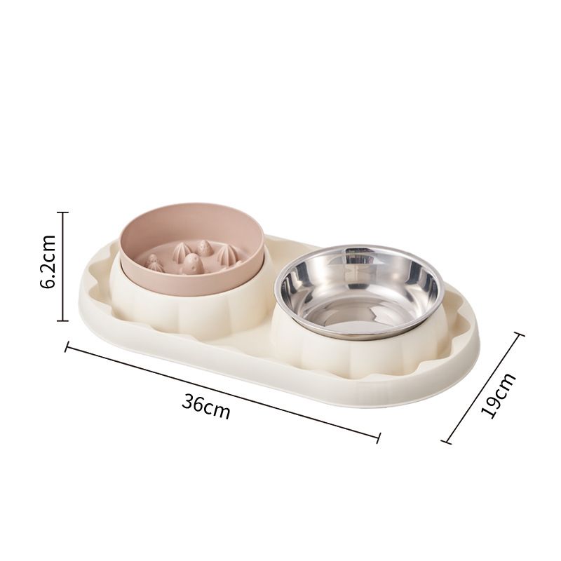 Pet Stainless Steel Double Cat Slow Anti-Spill Neck Protection Multi-Use Bowl Dog Water Feeder Food Utensil_voghion.com