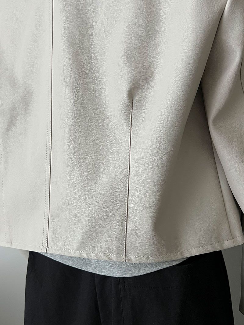 Dames slim fit PU leren jas met enkele knoopsluiting - Koreaanse stijl cropped bikerjack voor de herfst, casual en veelzijdige bovenkleding_voghion.com