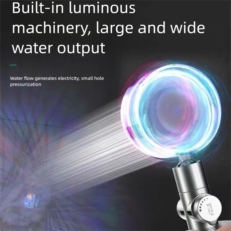Rainbow LED Shower Head - Pressure Boost, 5 Filters, 40% Water Saving, CE Certified EU Model_voghion.com