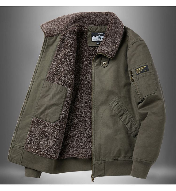 Cappotto invernale in lana d'agnello da uomo, vestibilità ampia, con collo alto, fodera in pile, caldo cotone 6181_voghion.com