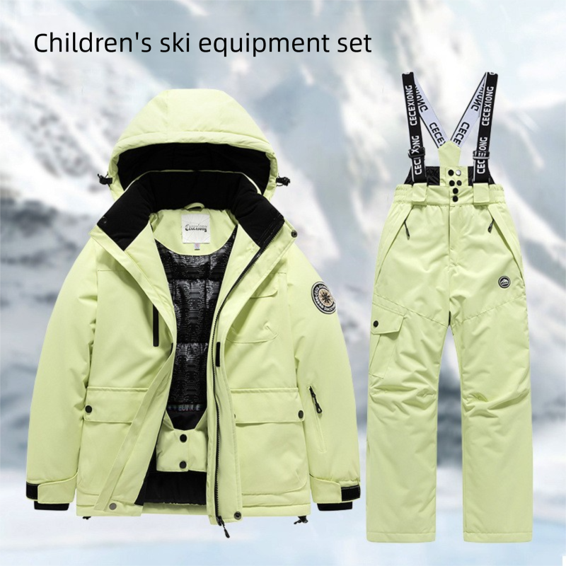 Conjunto de traje de invierno para niños, cálido, impermeable, resistente al viento, profesional, de una pieza, para niñas_voghion.com