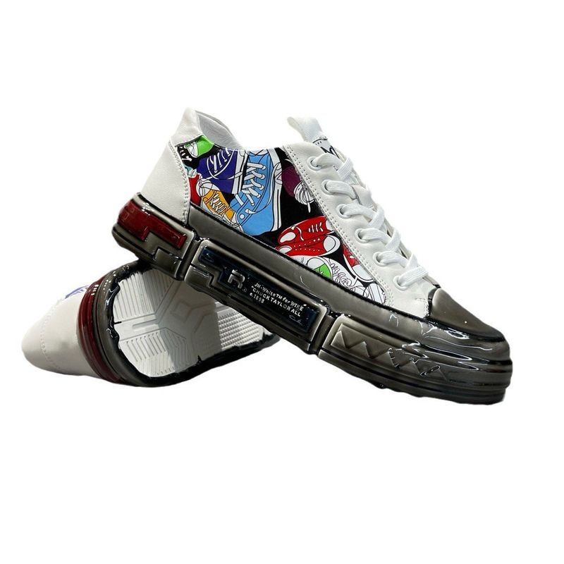 Hochwertiges, gummibeschichtetes Lederbrett für Herren, trendige und vielseitige Graffiti-Schuhe, leichte Luxus-Freizeitschuhe für Herren mit dicker Sohle_voghion.com
