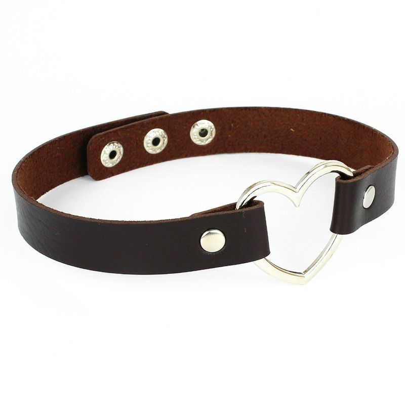 Hot sales Gothic round leather Jock necklace_voghion.com