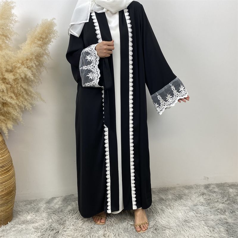 Nueva Abaya musulmana de encaje de Dubái, vestido islámico Nida, moda con bolsillo, túnica larga informal para mujer, ropa turca Eid, caftán marroquí_voghion.com
