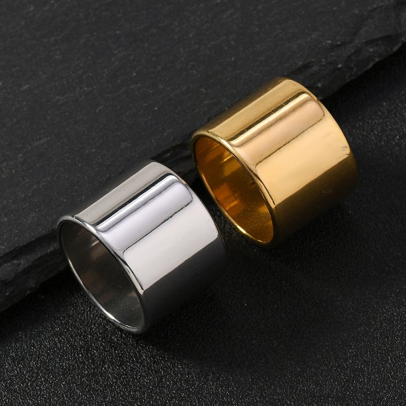 Rings Fashion Titanium Steel Ring 17mm Wide Smooth Plain Ring Men's Ring Stainless Steel Jewelry_voghion.com