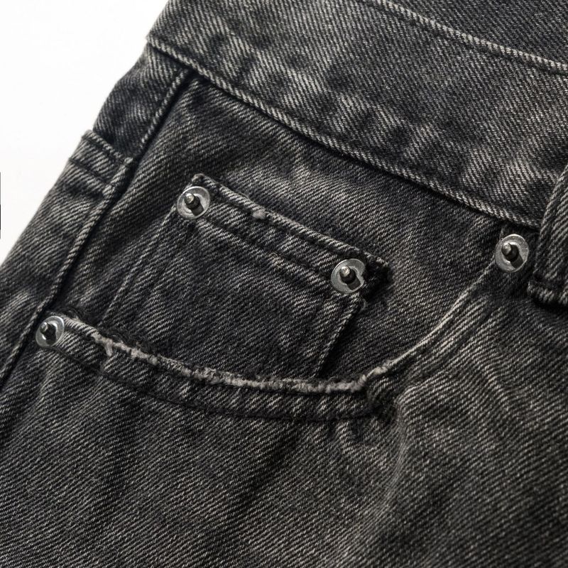 Herrkläder Nisch Tvättade Skadade Gamla Utsvängda Denim Casual Byxor Utsvängda Jeans Med Hål_voghion.com