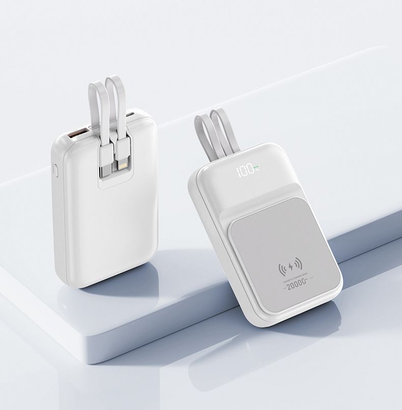 Power bank wireless magnetico ultrasottile con cavo integrato | Caricabatterie portatile da 10000 mAh | Ricarica rapida da 10 W | Compatibile con iPhone e Android_voghion.com