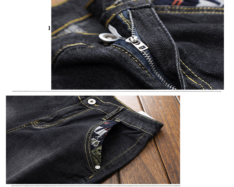 Herrenbekleidung Hipster Sommerjeans Herren Cropped Hose Bestickte Schwarze Stretch Slim Straight Mid-Length Hose_voghion.com