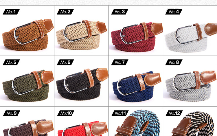 Unisex 39 color elastic woven elastic belt men's and women's belt canvas belt_voghion.com