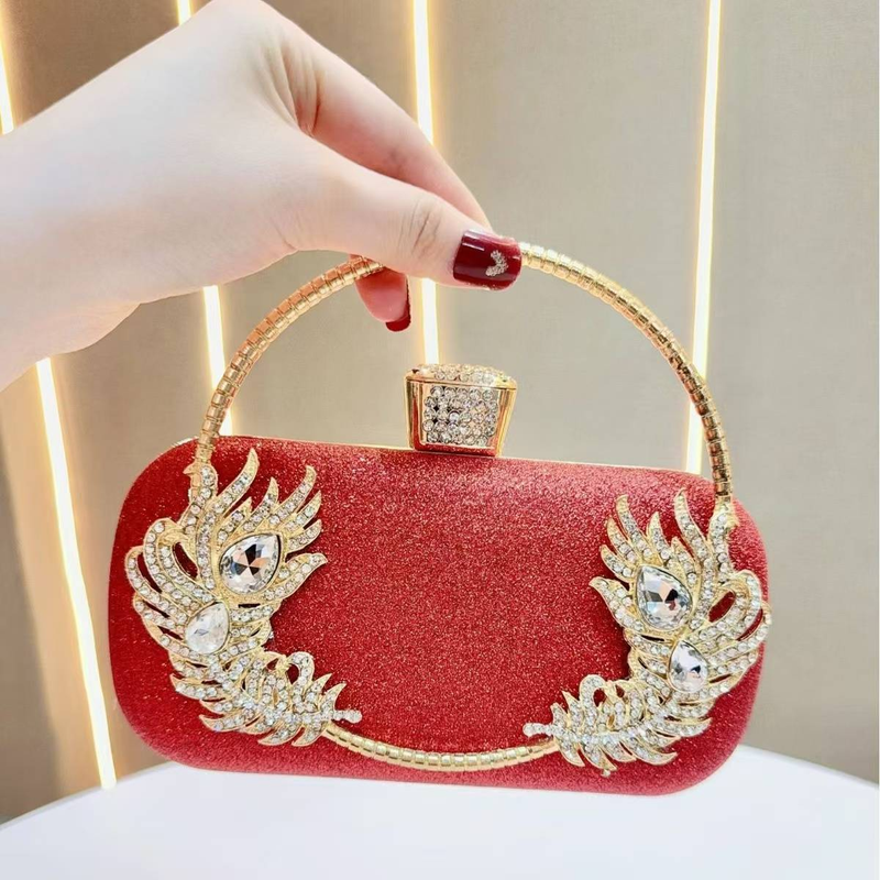 Jauna stila dāmu soma ar rhinestones akmentiņiem, sieviešu vakarkleita, banketu sajūga soma, dimanta formas, rokā turama vakarkleita ar cheongsam plecu soma_voghion.com