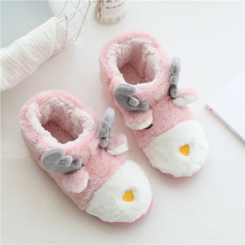 Winter Home Baumwollschuhe Weihnachten Hirsch Home Baumwollschuhe plus Samt warme Entbindungsschuhe dicke Sohlen kurze Stiefel Hersteller Großhandel_voghion.com