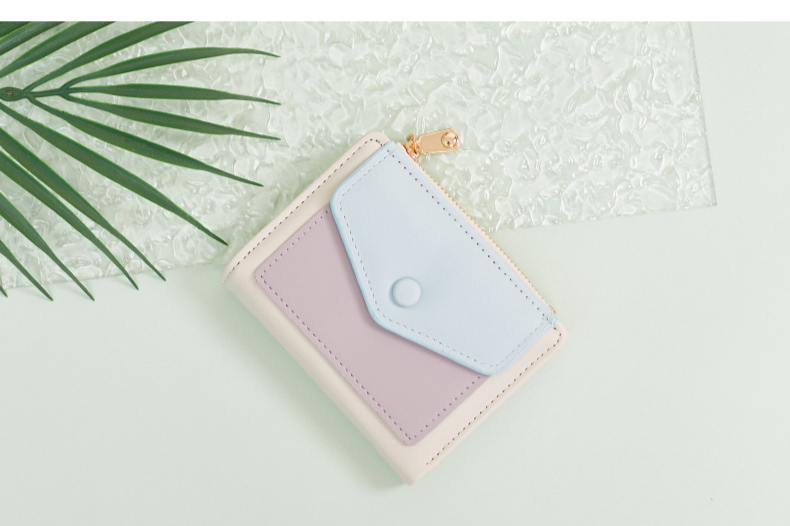 Münzgeldbörsen Halter Spleißen Kurze Brieftasche Damen Großhandel Einfache Nette Schnalle Student Münzgeldbörse PU Multifunktionale Kleine Kartenhalter_voghion.com