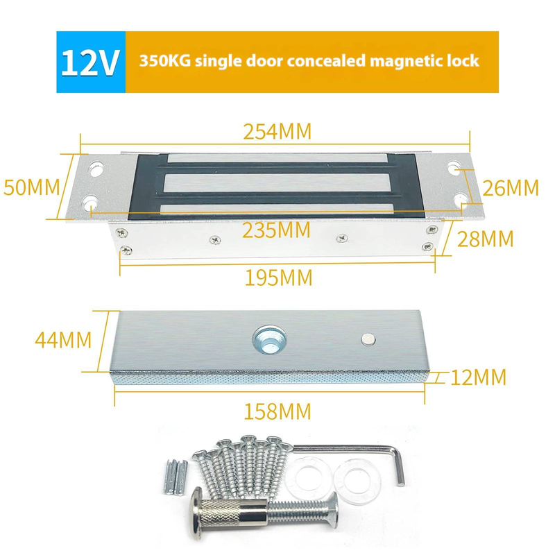 Cerradura electromagnética de 280 kg para puertas individuales o dobles, sistema de control de acceso de superficie con cerradura magnética y cerradura eléctrica._voghion.com