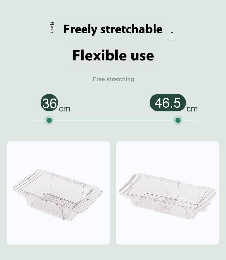 Adjustable Kitchen Sink Dish Drainer - Plastic Expandable Dish Rack With Utensil Holder & Water Tray (Space-Saving Design)_voghion.com