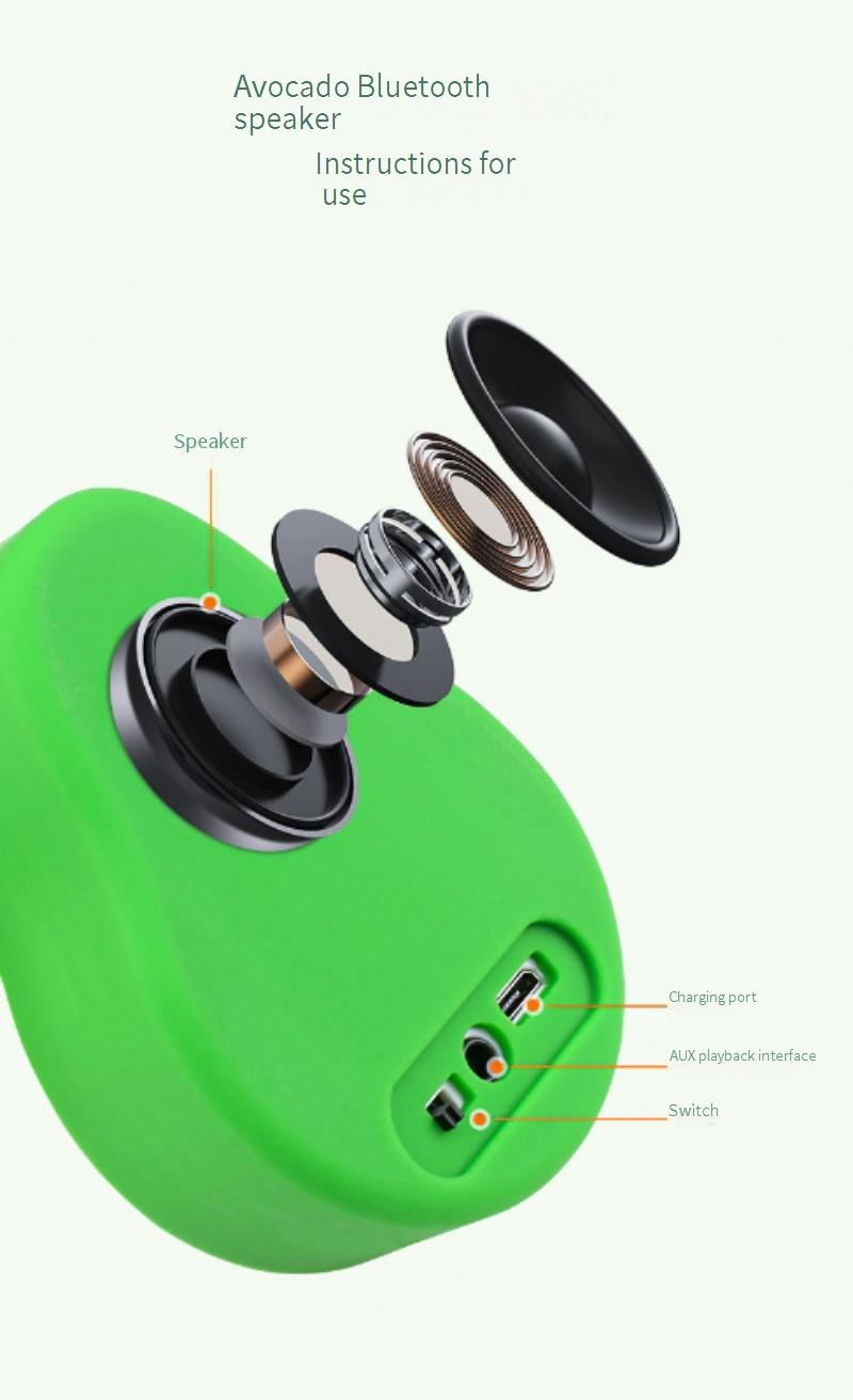 Altavoz Bluetooth con forma de aguacate: minialtavoz portátil inalámbrico 5.0 con un diseño atractivo para deportes al aire libre y viajes._voghion.com