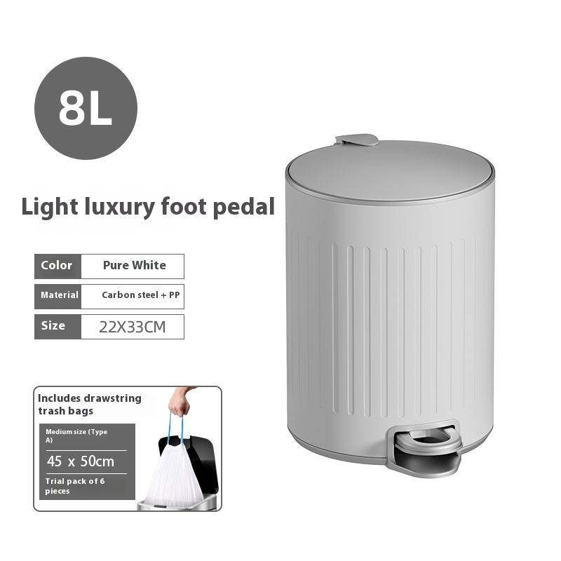 Pattumiera rotonda in acciaio inossidabile con pedale per uso domestico, per cucina, soggiorno, bagno, con coperchio_voghion.com