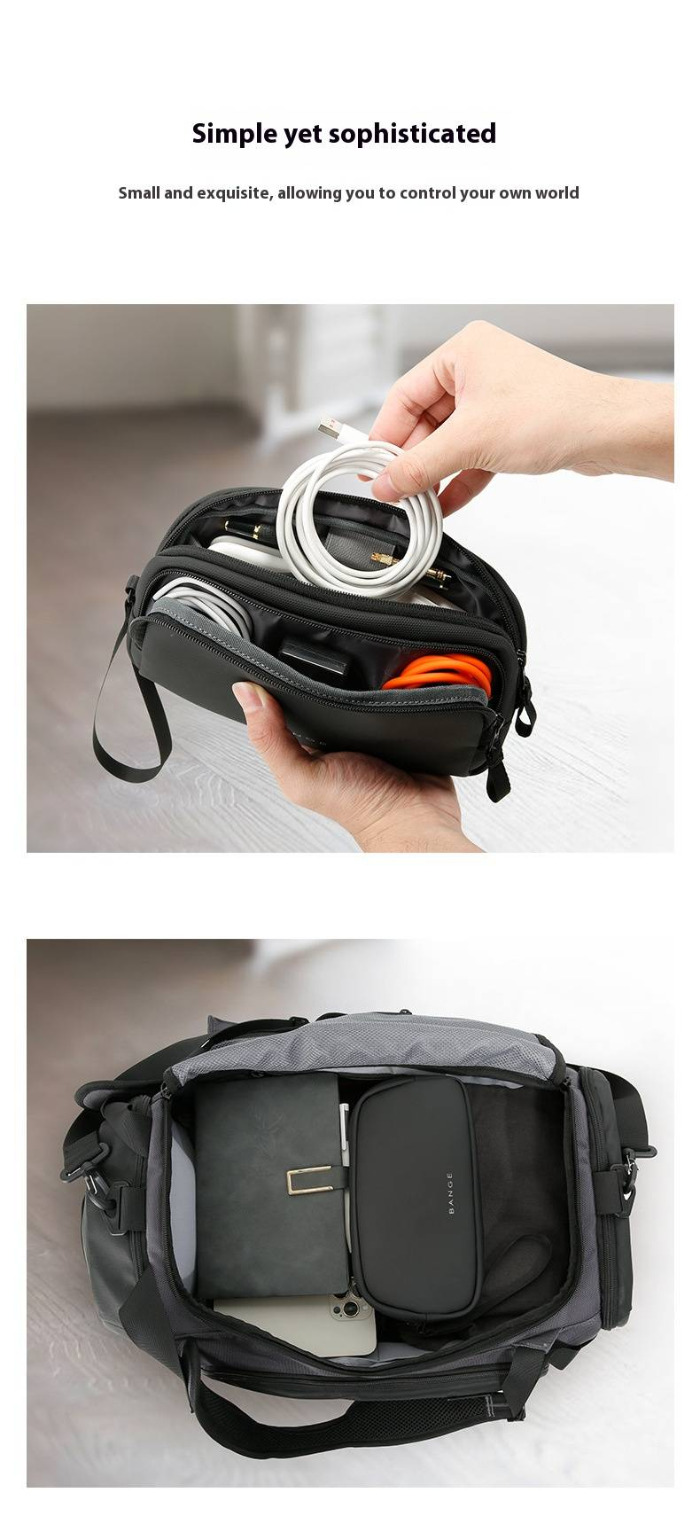 BANGE Charger Digital Accessories Functional Multi Layer Portable Leisure Travel Storage Bag_voghion.com